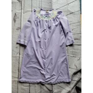 Simply Basic Womens Embroidered Floral Snap Up Pockets House Dress Robe READ